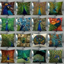 Portrait of Peacock with Huge Grand Majestic Feathers Pillow Case Cushion Covers