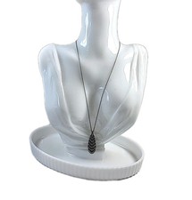 H&M Black Rhinestone Art Nouveau Style Pendant Necklace Costume Jewellery OCT736