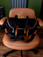Billingham 335 Large Black canvas & tan leather professional camera bag, ENGLAND
