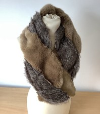 BIBA Ladies Faux Fur Plaited Scarf Natural/Brown Mix One Size