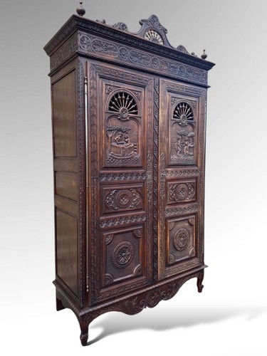 Antique french breton armoire - breton,