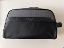 Ted Baker Black Faux Leather and Canvas Toiletry Bag Travel Shower Bag