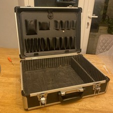 Aluminium Silver And Black Used Tool Case With Removable Storage Lid Sleeve 