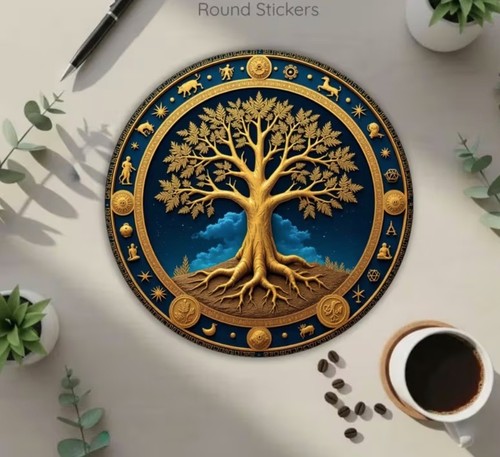 Tree life stickers round - stickers,