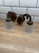 Pair Vintage Wood Brass