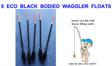 5 ECO BLACK BODIED WAGGLER FLOATS MATCH FEEDER RIVER LAKE CANAL ROD REEL FISHING