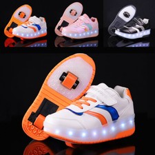 Kids Boys Girls LED Wheel Trainers Flash Roller Skate Sneakers Skates Shoes Size