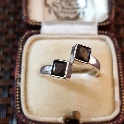 Sterling silver ring - silver, smokey