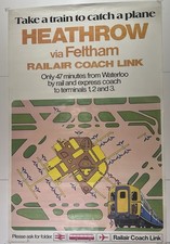 British Rail Poster Heathrow via Feltham Railair Coach Link 1976 Graphos V Rare