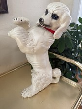 Vintage Poodle White Sitting Up 34cm High Handsome Poodle Ceramic Ornament