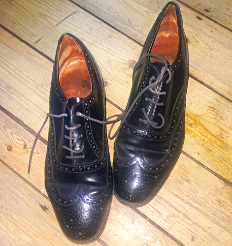 Men black leather - black, brogue