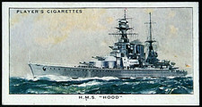 HMS HOOD  Battlecruiser   Vintage 1939 Illustrated Card  HE24MS