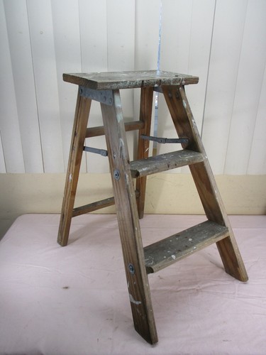 Vintage wood wooden step - 2,