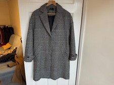 WOMENS ZARA TRF MAC SMART JACKET UK 12 MEDIUM PEA COAT DOG TOOTH