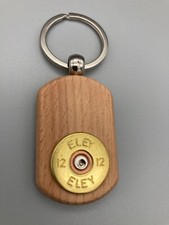 Key Ring natural wood with inset Eley brass cartridge head English-made NEW