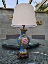 Original Champleve Cloisonne Chinese Table Lamp and Shade Butterflies Flowers