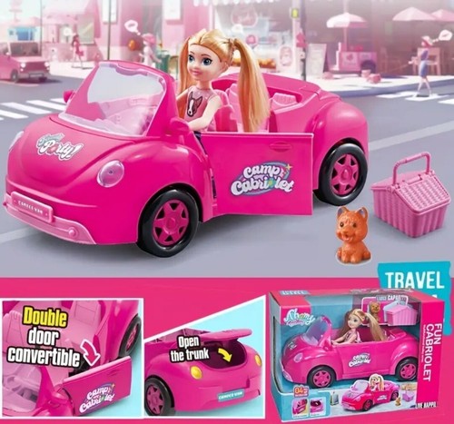 Large cabriolet pink car toy - large,