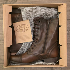 Size 8 Steve Madden Troopa Brown Leather Lace-up, Side-Zippered Combat Boots