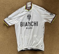 Bianchi milano Short Sleeve Cycling Jersey. White. Size XL