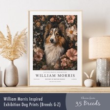 William Morris Inspired Dog Print (Breeds G–Z) | Floral Poster Wall Art