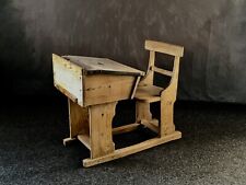 Vintage old school desk chair solid oak with storage - Good condition