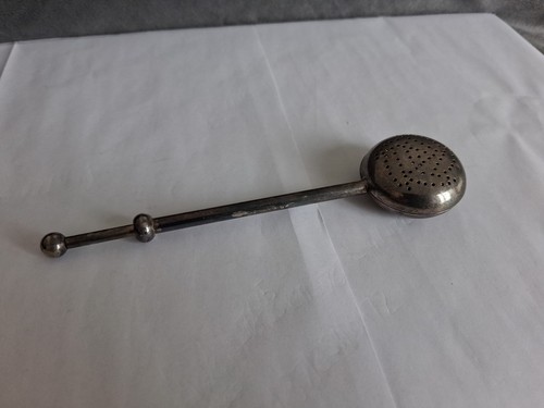 Vintage pewter tea - tea, strainer