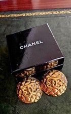 chanel CC logo button earrings 