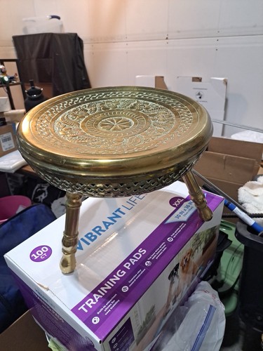 Vintage antique brass stool - antique,