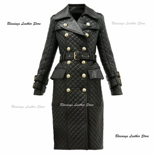 Women leather trench coat - women,