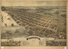 A4 Reprint of American Cities Towns States Map Wyandotte Michigan