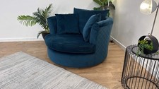 DFS The Orka Fabric Swivel Chair in Dark Blue