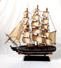 The Cutty Sark 1869 Sailing Ship Model Fully Built Wood & Fabric 32x30cm Vintage