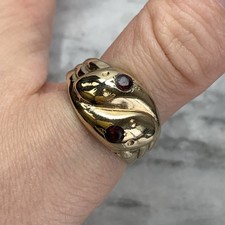 Garnet Snake Chunky Band Ring