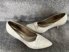 1960s White Winkle picker Steel Tip Stiletto Heels All Leather By Annette UK 5.5