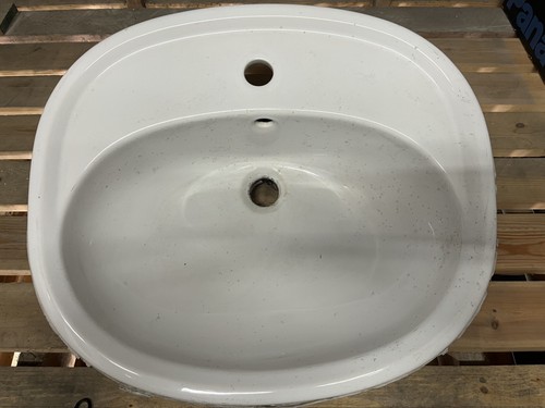 White oval inset bathroom - white,