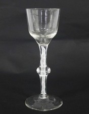 GEORGIAN 18TH CENTURY ANTIQUE WINE GLASS  - MULTI SPIRAL AIR TWIST KNOPPED STEM