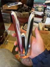 Flygsfors Freeform Glass Vase Sculpture Coquille Scandinavian Pink Green  7 1/2”