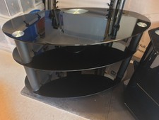 Black Glass Oval TV Stand for TVs upto 32 inches