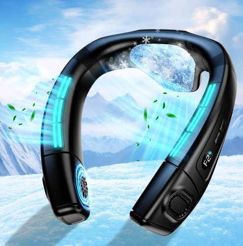 Portable neck fan with - with, large