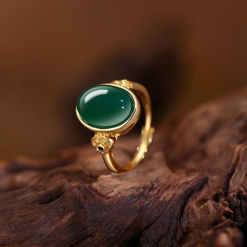 Natural green jade ring - natural,