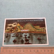 Vintage Postcard The Boating Pool, Pleasure Beach, Blackpool, by Night
