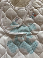 VTG JANLYNN STAMPED CROSS STITCH KIT Sleepy Bunnies Bibs  (2 bibs) #54-47 