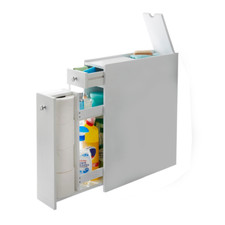 Bathroom Slim Floor Cabinet Narrow Wooden Multi Purpose Storage with Drawers