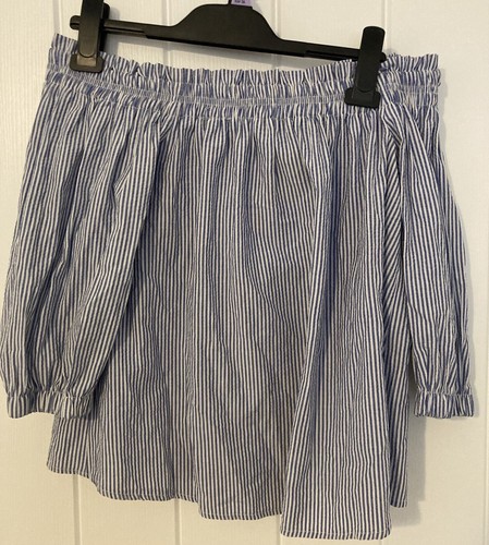 Blue and white striped - white,