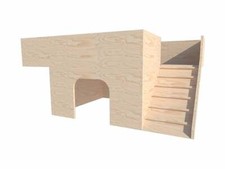Rabbit house with two side ramps hideout hideaway with ramps exercise home