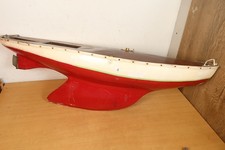 LARGE Wooden Pond Yacht Sailing Boat Hull Keel Vintage Model Project 92.5cm