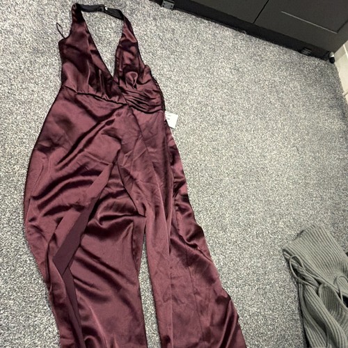 Zara burgundy satin halter - satin,