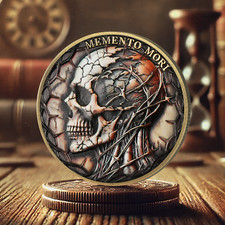 Skull Memento Mori Coin Memento Vivere Coin, Stoic Challenge Coin Gifts For Men