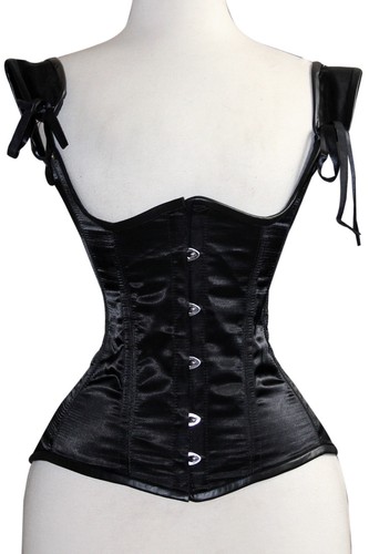 Black satin corset front steel - satin,