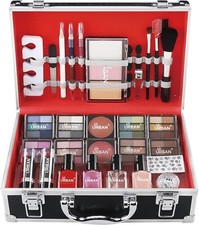 76pc VANITY CASE VEGAN MAKE UP CARRY BOX  BEAUTY COSMETIC SET TRAVEL FRIENDLY